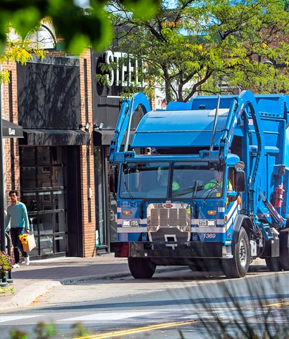 Republic Services truck driving through town