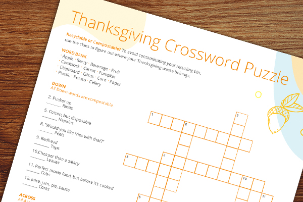 Thanksgiving crossword puzzle