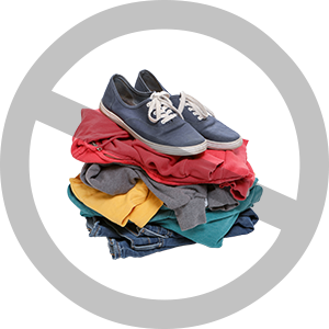 Clothing and shoes being crossed out