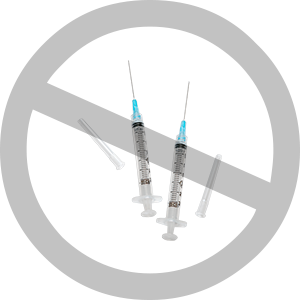 Medical waste being crossed out