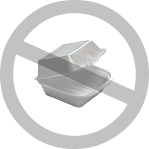 Styrofoam container being crossed out