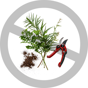 Yard waste being crossed out