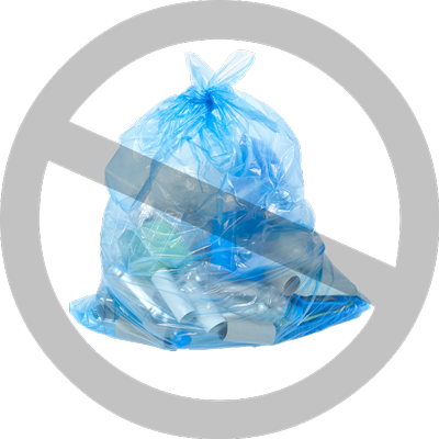 Bag of recyclables being crossed out